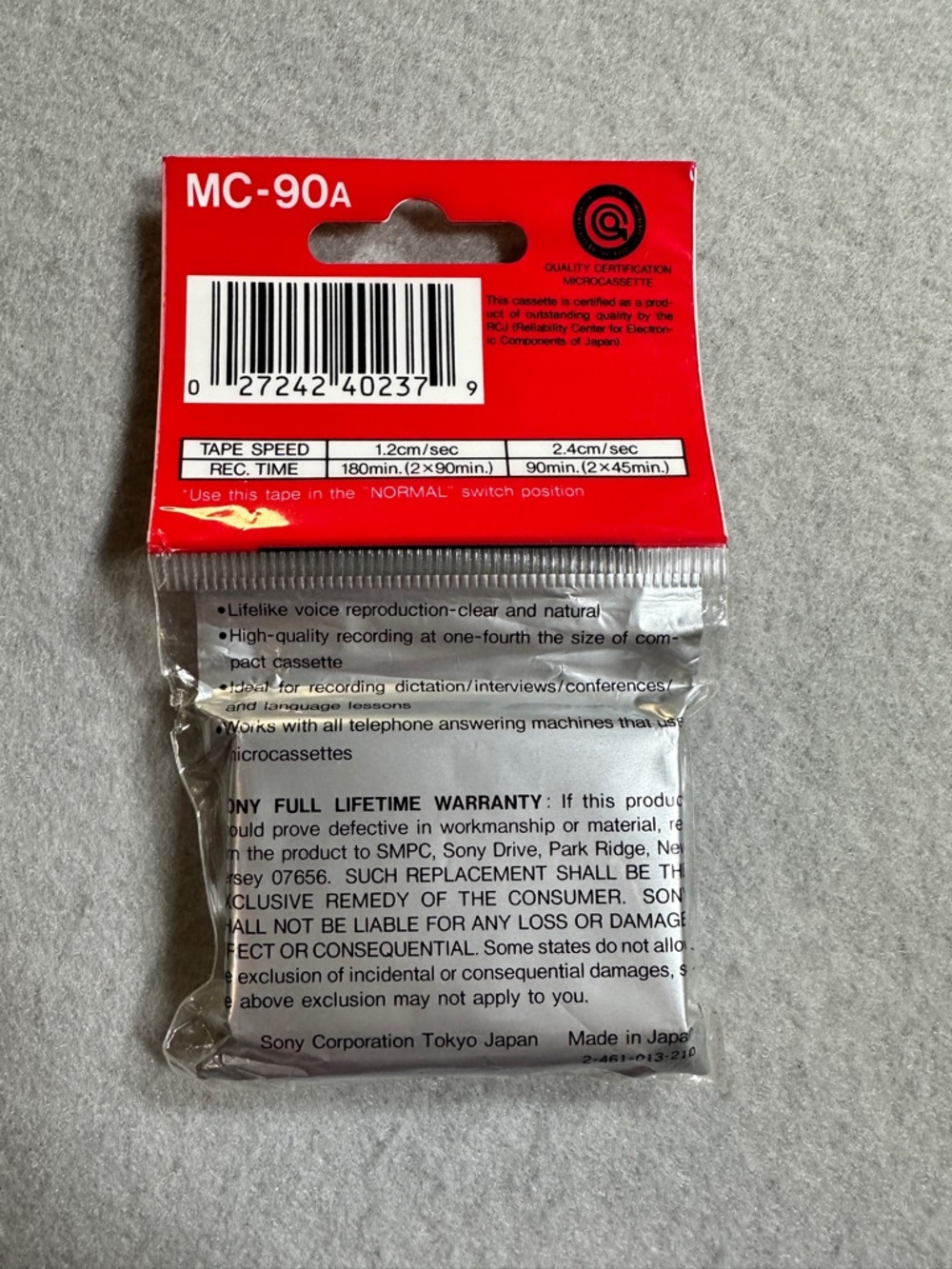 Sony MC-90 Microcassette 180 Min Voice Recorder Tape New Sealed - Picture 6 of 6